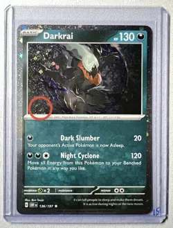 Pokemon Darkrai (Cosmos Holo) W/ Swirl 🌀 136/197 Obsidian Flames Rare Holo NM - Image 1