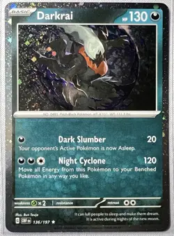 Pokemon Darkrai (Cosmos Holo) W/ Swirl 🌀 136/197 Obsidian Flames Rare Holo NM - Image 2