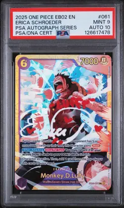 PSA AUTO 10 CARD 9 MONKEY D LUFFY ONE PIECE EB02-061 SPECIAL RARE #61 AUTOGRAPH - Image 2