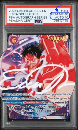 PSA 10 DNA MONKEY D LUFFY ALT ART ERICA SCHROEDER SIGNED AUTO ONE PIECE EB02 061 - Image 1