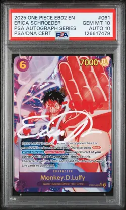 PSA 10 DNA MONKEY D LUFFY ALT ART ERICA SCHROEDER SIGNED AUTO ONE PIECE EB02 061 - Image 3