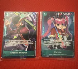 One Piece CCG Illustration Box Volume 3 Sealed Promo Cards Mihawk & Perona - Image 1