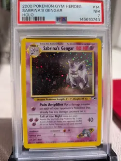 SABRINA'S GENGAR 2000 POKEMON GYM HEROES HOLO #14/132 PSA 7 SWIRL! - Image 1
