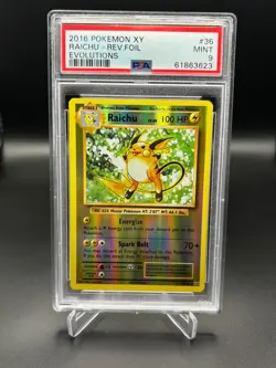 Raichu Reverse Holo 36/108 Evolutions Pokemon PSA 9 - Image 1