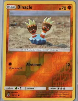 Binacle 66/131 Common Forbidden Light Pokemon Reverse Holo Near Mint - Image 1