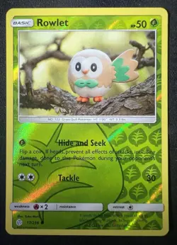 Pokemon TCG Cosmic Eclipse Rowlet 17/236 Reverse Holo Common - Image 1