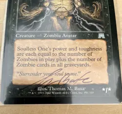 MTG Soulless One Zombie Avatar Artist Signed Thomas M. Baxa 2002 171/350 Card - Image 2
