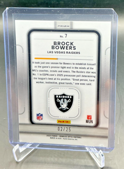 2025 Donruss Optic Play Action BROCK BOWERS Purple Stars 02/25 #7 Raiders - Image 2