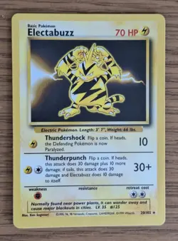 Pokemon TCG Electabuzz Base Set Non-Holo Rare Card 20/102 NM - Image 1
