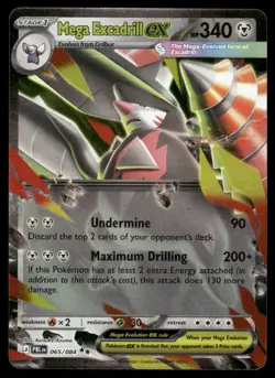 Pokemon Cards Mega Excadrill ex 065/084 Holo Pitch Black Double Rare NM *1 - Image 1