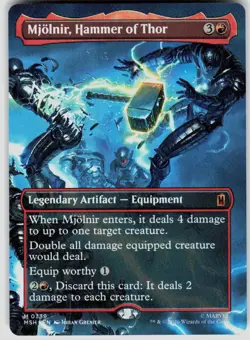 Mjolnir Hammer of Thor Borderless Foil 339 Marvel Super Heroes MTG - Image 1