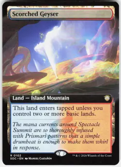 Scorched Geyser Extended Art 102 Secrets of Strixhaven Magic the Gathering - Image 1