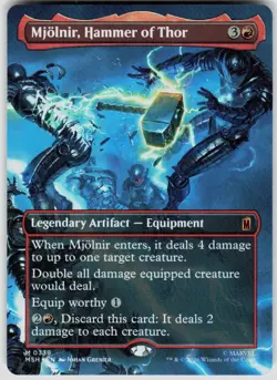 Mjolnir Hammer of Thor Borderless Foil 339 Marvel Super Heroes MTG - Image 1