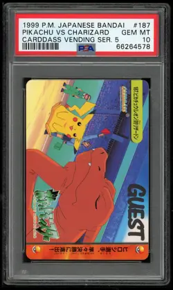 Pokemon Japanese Carddass 1999 187 Pikachu Vs Charizard Bandai PSA 10 66264578 - Image 1