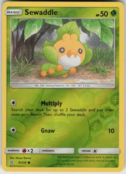 Sewaddle 6/236 Common Unified Minds Pokemon Reverse Holo Near Mint - Image 1