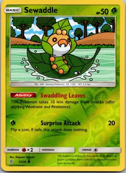 Sewaddle 7/236 Common Unified Minds Pokemon Reverse Holo Near Mint - Image 1