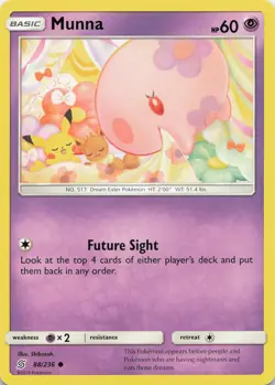 Pokemon TCG Munna #88/236 SM - Unified Minds NM (Sleepy Pikachu) - Image 1