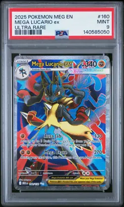 Mega Lucario ex Meg Mega Evolution 160 Ultra Rare PSA 9 Pokemon - Image 1