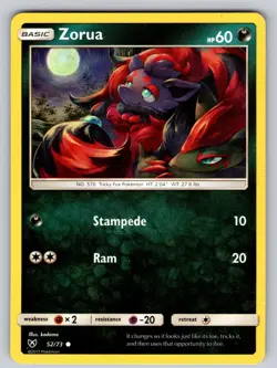 Zorua 52/73 Common Shining Legends Pokemon Moderately Played - Image 1