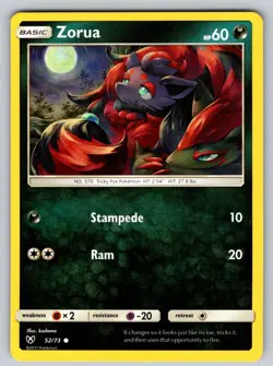 Zorua 52/73 Common Shining Legends Pokemon Moderately Played - Image 1