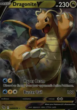 Dragonite V 049/078 Holo V Rare Pokemon GO Pokemon Heavily Played - Image 1