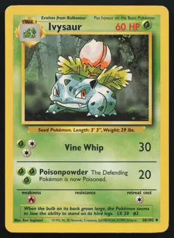 Pokemon Ivysaur 030/102 Base Set Non-Holo (LP - HP) - Image 1