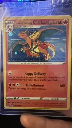 Pokemon TCG Special Delivery Charizard Promo Card SWSH075 Holo Sealed - Image 1