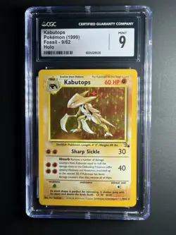 Kabutops Pokemon 1999 Fossil Unlimited 9/62 Holo CGC Mint 9!!! - Image 1