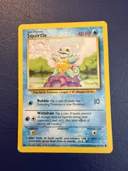 Squirtle 63/102 Regular Unlimited Pokemon Card 1999 40HP - Image 1