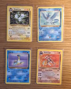 WOTC Fossil Rare 4x Pokemon Card Bundle, Lapras, Articuno etc Heavy Played - Image 1
