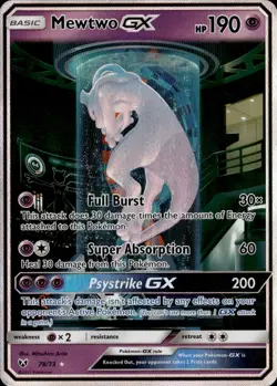 Mewtwo GX 78/73 Secret Rare Shining Legends Pokemon Holo Moderately Played - Image 1