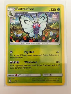 Butterfree 3/149 Rare SM Base Set Pokemon Lightly Played - Image 1