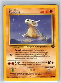 Cubone 50/64 Common Jungle Pokemon Unlimited Lightly Played - Image 1