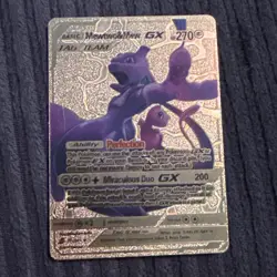 Mewtwo & Mew GX Premium Gold Foil Fan Art Vinyl Collector Pokemon 71/236 - Image 1