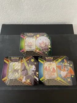 Pokemon TCG Shining Fates Tin Set Of 3 Eldegoss Boltund Cramorant - New/Sealed - Image 1
