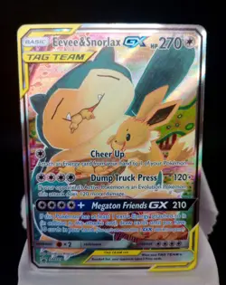 Pokemon Eevee & Snorlax GX SM169 Sun & Moon Tag Team Holo Promo Very Light Play - Image 1
