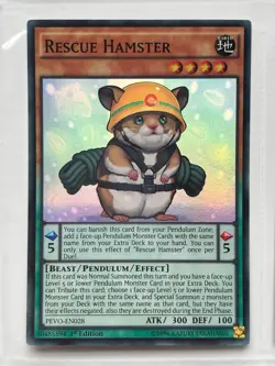 Yu-Gi-Oh Rescue Hamster PEVO-EN028 Super Rare 1st Ed NM - Image 1