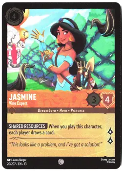 Disney Lorcana TCG Jasmine - Vine Expert 20/207 Common Foil Attack Of The Vine - Image 1
