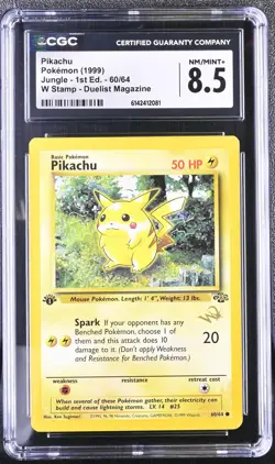 CGC 8.5 Pikachu 60/64 Jungle 1st Edition W Stamp Duelist Magazine Pokemon Card - Image 1