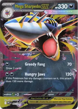 Mega Sharpedo ex Phantasmal Flames 061/094 Holo Pokemon TCG NM - Image 1