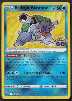 Radiant Blastoise 018/078 Radiant Rare Pokemon GO Pokemon Holo Near Mint - Image 1