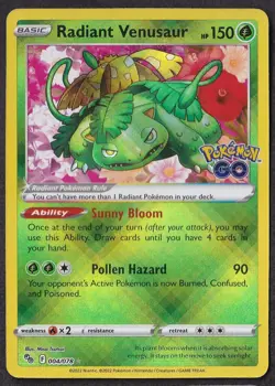Radiant Venusaur 004/078 Radiant Rare Pokemon GO Pokemon Holo Near Mint - Image 1