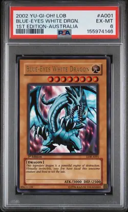 Yu-Gi-Oh! TCG Blue-Eyes White Dragon 1st Edition LOB-A001 English 1996 - Image 1