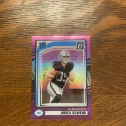 2024 Panini Donruss - Rated Rookie Brock Bowers Optic Preview Pink Prizm (RC) - Image 1