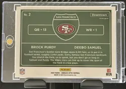 (RP) Panini 2024 Donruss Optic Downtown Duos #2 Brock Purdy Deebo Samuel 49ers - Image 2