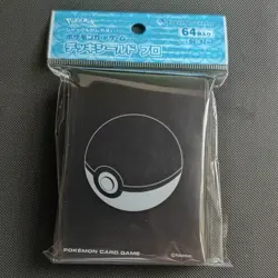 POKEMON CENTER - BLACK POKEBALL PRO - TCG CARD SLEEVES DECK (64) - OFFICIAL - Image 1