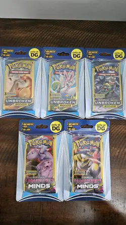 Pokemon Sun & Moon UB & UM Lot - x5 Sealed Dollar General Mini Packs (3+1 cards) - Image 1