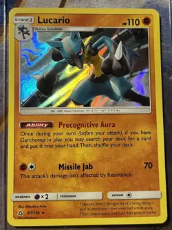 Lucario 67/156 Holo Rare Ultra Prism Pokemon Holo Moderately Played - Image 1