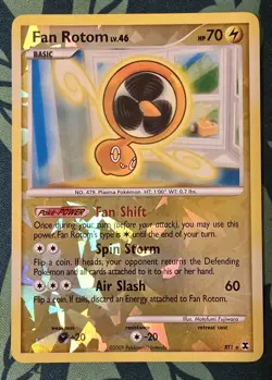 Pokemon TCG Fan Rotom RT1 Secret Rare Rising Rivals 2009 Cracked Ice LP - Image 1