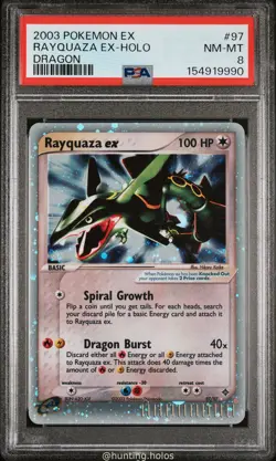 Rayquaza EX Holo 97/97 PSA 8 EX Dragon Pokemon - Image 1